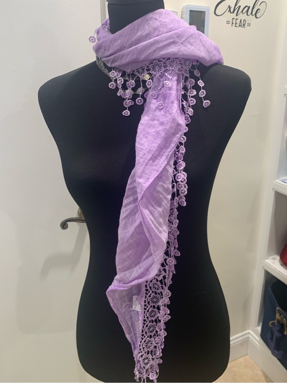 3/ $15 Delicate Lavender Lace-Trim Scarf - Women Accessories